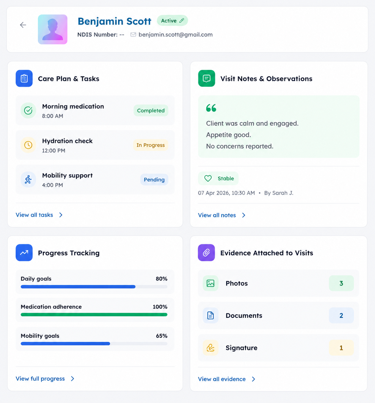 Care plans and visit documentation in one flow