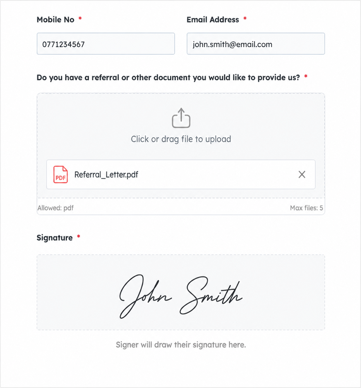 e-signature in form