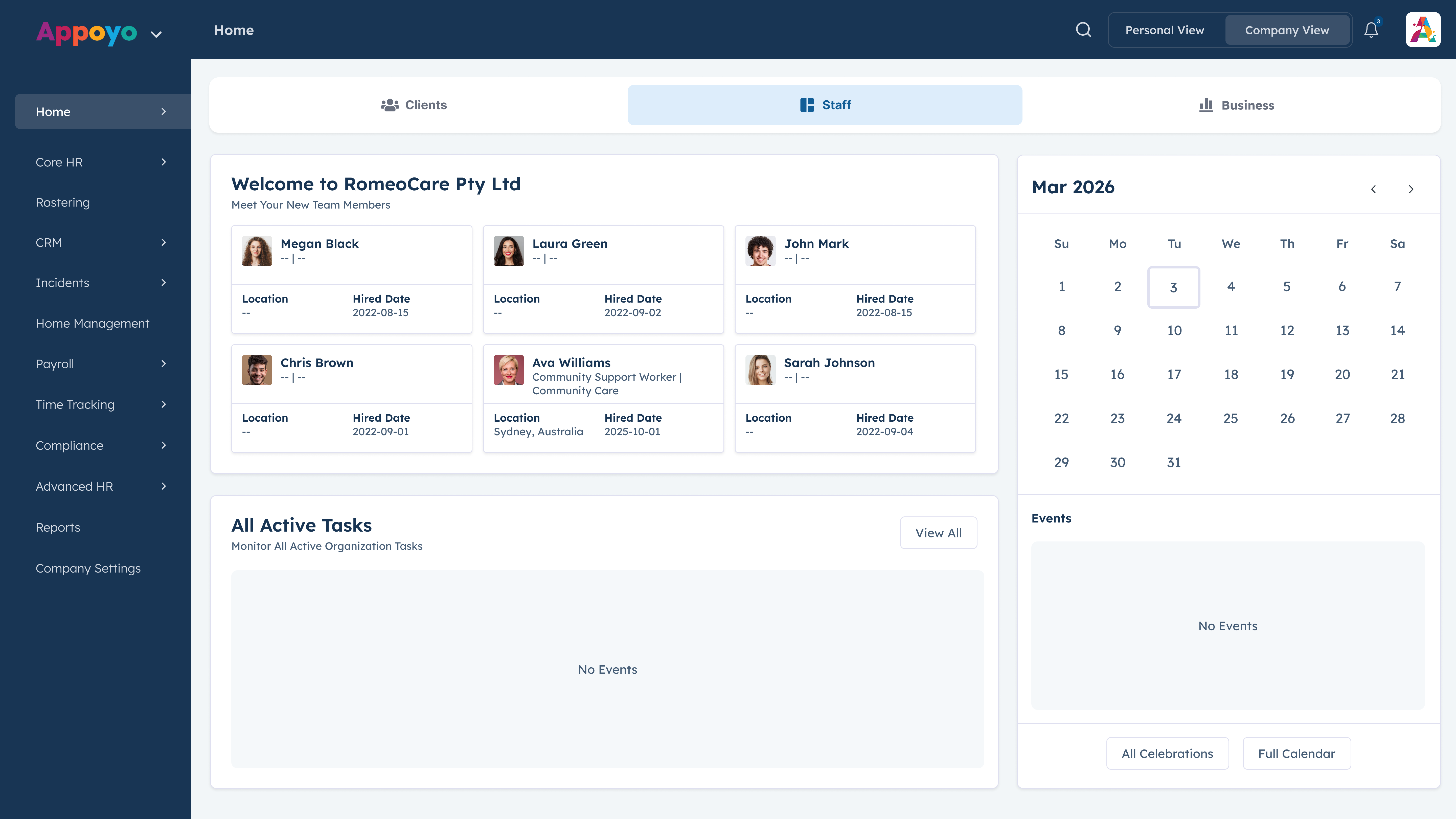 11-Home Staff dashboard view - Update